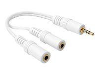 Audio kabel - mini-phone stereo 3.5 mm se zdířkami (female) do mini-phone stereo 3.5 mm s piny (male) - 20 cm - bílá