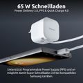 INTENSO W65ACIC GaN, USB-A/C, Nabíječka, 65W, bílá