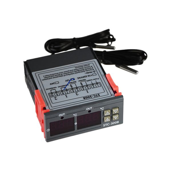 Digitální duální termostat - STC-3008 rozsah -55 ° C ~ 120 ° C, 12V DC, 1m kabel