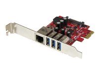 Fits Standard & Low-Profile PCs - UASP Supported - Optional SATA Power (PEXUSB3S3GE) - Síťový / USB adaptér - PCIe 2.0 nízký profil - USB 3.0 x 3 + 1000Base-T x 1