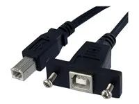 StarTech 3 ft Panel Mount USB Cable B to B - F/M - Panel Mount USB Extension USB-B Female to USB-B Male Adapter Cable - USB-B (F) Port (USBPNLBFBM3) - Kabel USB - USB typ B (M) do USB typ B (F) - USB 2.0 - 90 cm - lisovaný - cerná - pro P/N: USB2HAB10, USB2HAB15, USB2HAB30AC, USB2HAB50AC, USB2HAB6, USB2HABM1, USB2HABM6RA