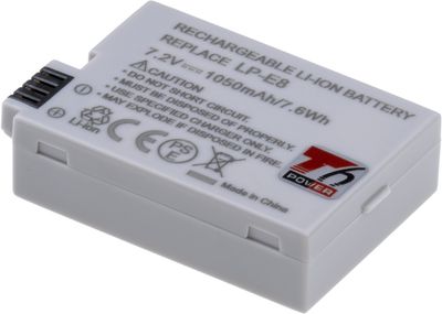 Baterie T6 power Canon LP-E8, 1050mAh, 7,6Wh, šedá