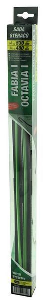 Ploché stěrače COMPASS FLAT SET 530+480 mm GREEN OCT I/FAB I