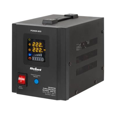 Zdroj záložní REBEL POWER-800 12V 230V 800VA 500W Black