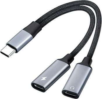 PremiumCord redukcia USB-C 2v1 pre audio a nabíjanie