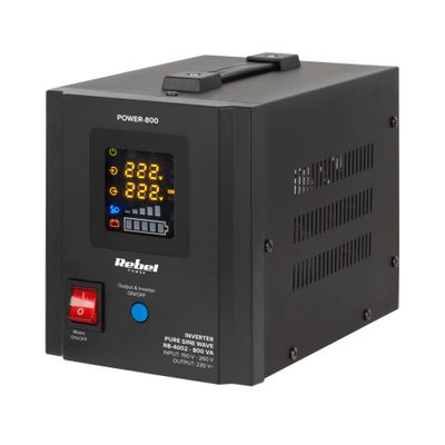 Zdroj záložní REBEL POWER-800 12V 230V 800VA 500W Black