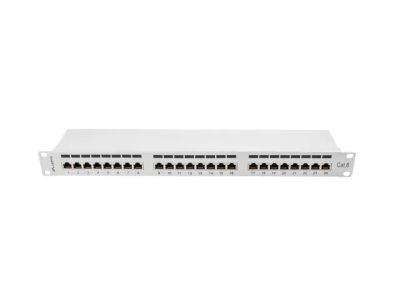 Lanberg patch panel 24 portů 1U 19" CAT.6 ftp stíněný šedý