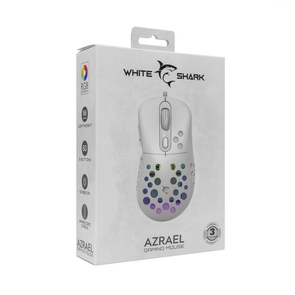 WHITE SHARK GM-5013 AZRAEL, Herní myš, bílá