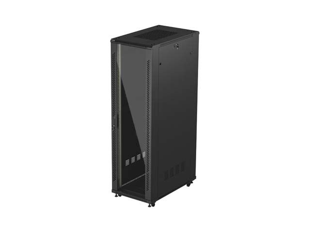 Lanberg instalační skříňový rozvaděč 19" 42U 600X1000 černé skleněné dveře (ploché balení)