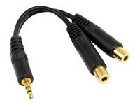 Stereo Splitter Cable - Gold Terminals - 3.5mm Male to 2x 3.5mm Female - Headphone Splitter (MUY1MFF) - Audio separátor - mini-phone stereo 3.5 mm s piny (male) do mini-phone stereo 3.5 mm se zdířkami (female) - 15.2 cm - pro P/N: MU1MMS, PCISOUND4CH