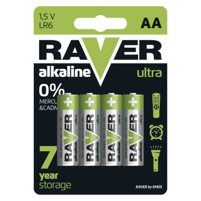 Baterie AA (R6) alkalická RAVER 4ks