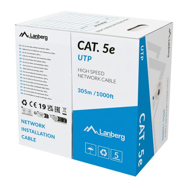 Lan kábel CAT.5E utp 305 solid cu lszh grey cpr +