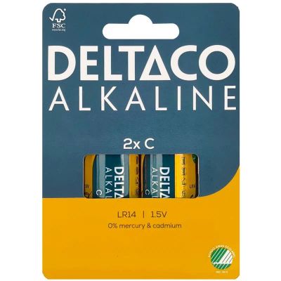DELTACO ALKALINE, Batérie alkalické C LR14 2ks