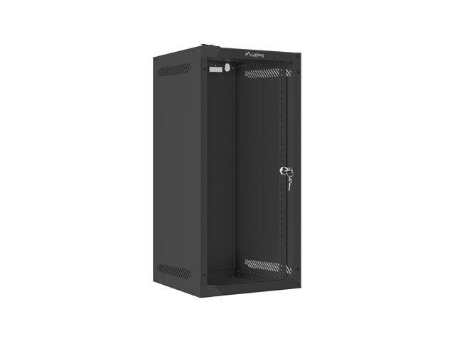 Lanberg racková skříň 10" nástěnná 12u/280x310 (flat pack) s prosklenými dveřmi černá