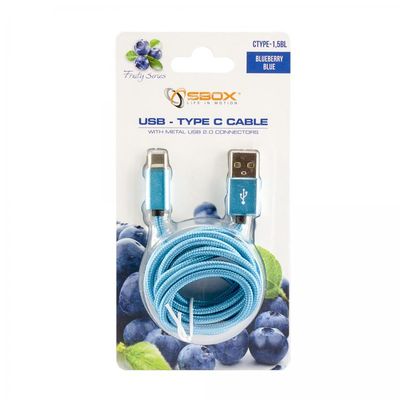 SBOX USB-TYPEC-15BL Kabel USB 2.0/TypeC 1,5m modrý