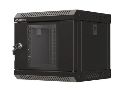 Lanberg racková skříň 10" nástěnná 4u/300x300 (flat pack) s prosklenými dveřmi černá