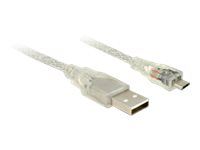Kabel USB - Micro USB typ B (M) do USB (M) - USB 2.0 - 50 cm - průhledná
