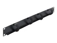 Delock - Stojanový panel pro usporádání kabelu - with 4 hook-and-loop cable ties - cerná - 1U - 19"