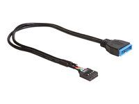 USB interní kabel - hlavička USB 9 pinů (F) do 19 pin USB 3.0 header (M) - 30 cm - černá