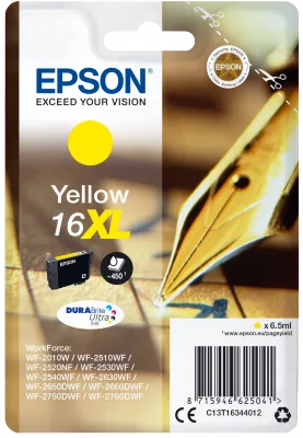 Epson Singlepack Yellow 16XL DURABrite Ultra Ink