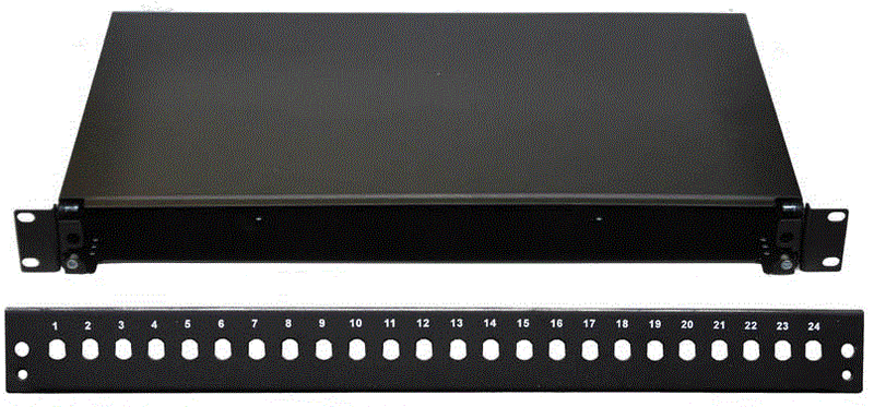 19" Optická vana  24xST černá, aret. plast. klipem