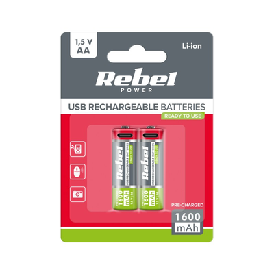 Nabíjecí baterie AA (R06) 1,5V/1600mAh REBEL 2ks / blister BAT2014