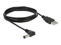 Elektrický kabel - DC jack 5,5 x 2,5 mm (M) pravoúhlý do USB (pouze napájení) (M) - 1.5 m - černá