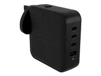 Síťový adaptér - GaN - 100 Wh - QC 3.0, Power Delivery 3.0 + PPS - 4 výstupní konektory (USB, 3 x USB-C) - černá
