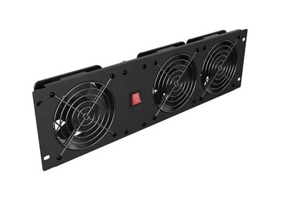 Vertikální ventilační panel 19" 3U pro rack tři ventilátory 230V černý lanberg