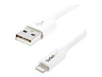 Startech 1m (3ft) White Apple 8-pin Lightning Connector to USB Cable for iPhone / iPod / iPad - Charge and Sync Cable - 1 meter (USBLT1MW) - Kabel Lightning - Lightning s piny (male) do USB s piny (male) - 1 m - dvojnásobne stínený - bílá - pro P/N: KITBXAVHDPEU, KITBXAVHDPNA, KITBXAVHDPUK, KITBXDOCKPEU, KITBXDOCKPUK, KITBZDOCK