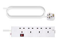 Vision - Napájecí pásek - AC 230 V - vstup: BS 1363 - výstupní konektory: 4 (BS 1363) - 1.8 m kabel - Velká Británie - bílá