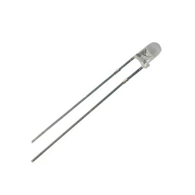 LED 3mm žlutá (590nm), svítivost 2500 mcd, 30°, čirá, IF = 20 mA, VF = 2.2.V