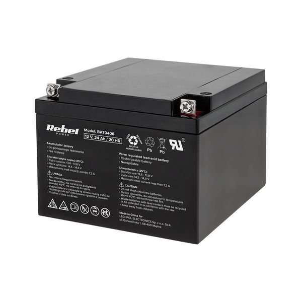 Baterie olověná 12V 24Ah REBEL BAT0406