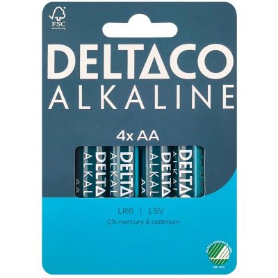 DELTACO ALKALINE, Batérie alkalické AA, LR06 4ks