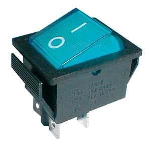 Kývavý přepínač 2pol./4pin ON-OFF 250V/15A provedení modrý