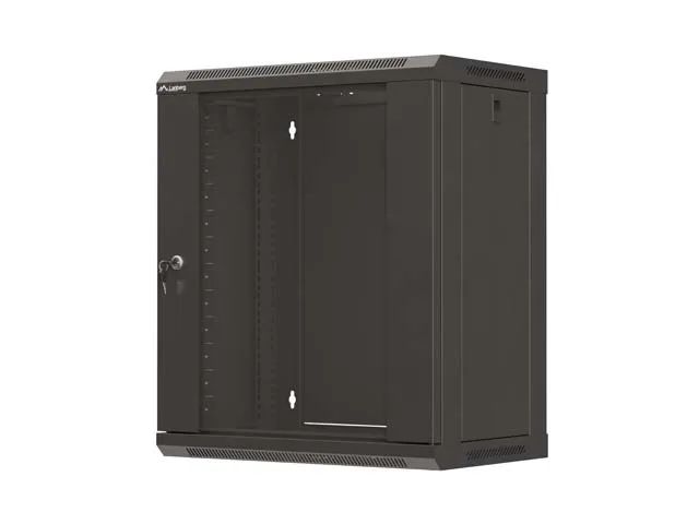 Lanberg 19" racková skříň pro montáž na stěnu 12u/540x350 (ploché balení) s prosklenými dveřmi černá