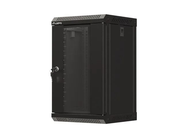 Lanberg racková skříň 10" nástěnná 9u/300x300 (flat pack) s prosklenými dveřmi černá