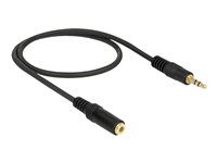 Prodlužovací šňůra audio - mini-phone stereo 3.5 mm se zdířkami (female) do mini-phone stereo 3.5 mm s piny (male) - 50 cm - černá
