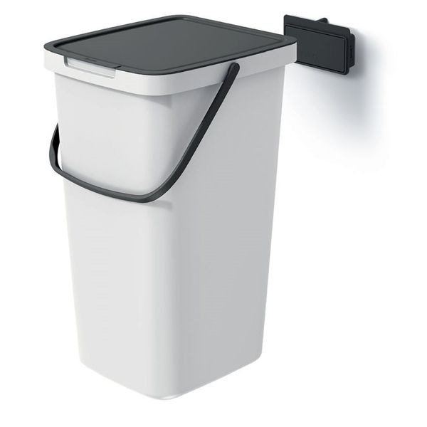 Odpadkový koš SYSTEMA Q COLLECT popelavý s černým víkem 25l