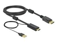 Kabel video/audio - HDMI, USB (pouze napájení) s piny (male) do DisplayPort s piny (male) - 2 m - trojnásobně stíněný - černá - podporuje 4K