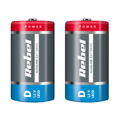 Baterie D (R20) alkalická REBEL Alkaline 2ks / shrink BAT0064