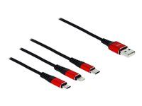 Kabel pouze pro nabíjení - USB s piny (male) do Micro USB typ B, Lightning, USB-C s piny (male) - 1 m - odstíněný - černá