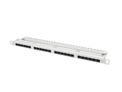 Patch panel 24 portů 0,5u 19" CAT.6 utp šedý lanberg