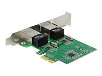 Delock PCI Express Card > 2 x Gigabit LAN - Sítový adaptér - PCIe 1.1 nízký profil - Gigabit Ethernet x 2