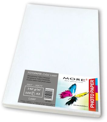 Fotopapír matný bílý kompatibilní s A3; 140g/m2;kompatibilní s laser;100ks