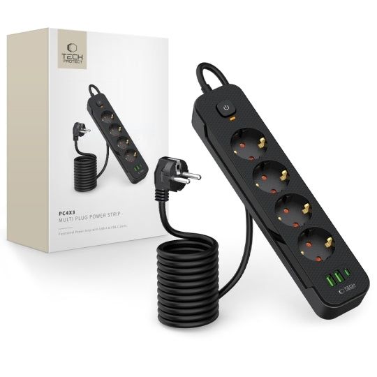 Prodlužovací kabel 4 zásuvky 2m TECHPROTEC PCL4X3