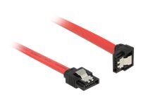 Kabel SATA - Serial ATA 150/300/600 - SATA (M) do SATA (M) - 30 cm - opatřený západkou, 90° konektor - červená