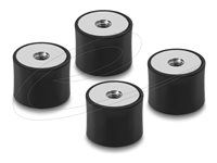Delock - Vibration damper - M8 x 1.25 mm, 30 mm diameter, 20 mm height, with 2 x internal thread - cerná (balení 4)