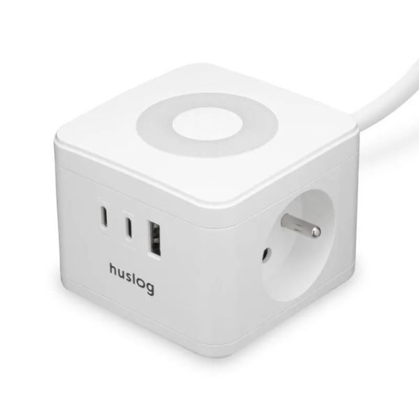 Nabíjacia stanica Huslog 12W 2xzásuvka, 2xUSB-C, 1xUSB biela