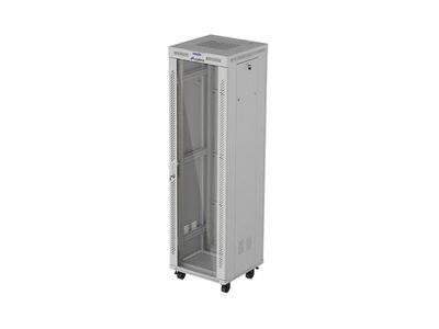 19" Volně stojící racková skříň 42U 600X600 šedé skleněné dveře lcd lanberg (flat pack) V2